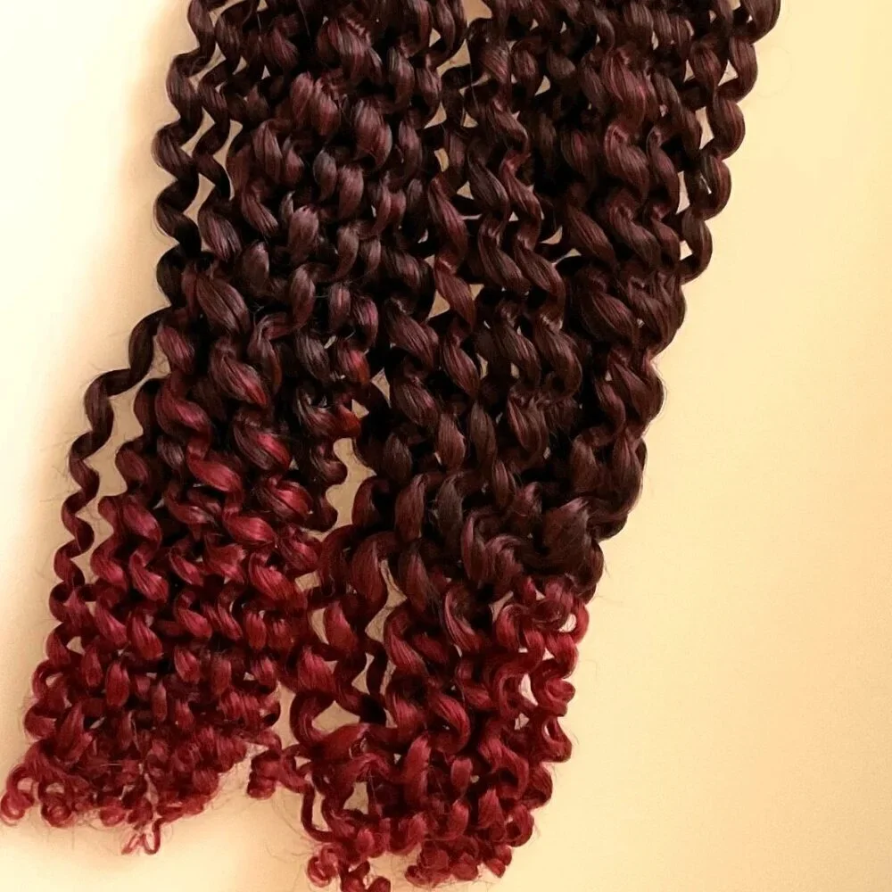 NEW BURGUNDY OMBRE SPRING TWIST HAIR EXTENSIONS 2 PACK